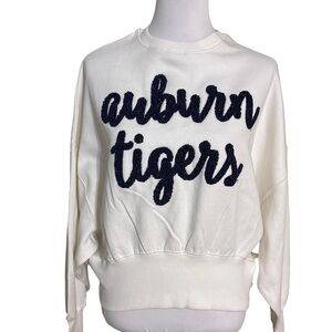 Pressbox White and Navy Crew Neck Sweater